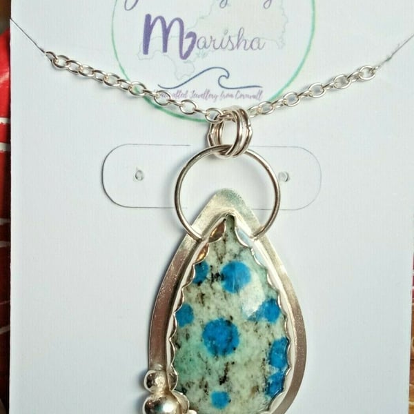 K2 Jasper Necklace Fine & Sterling Silver Jewellery Gift Teardrop Pendant 