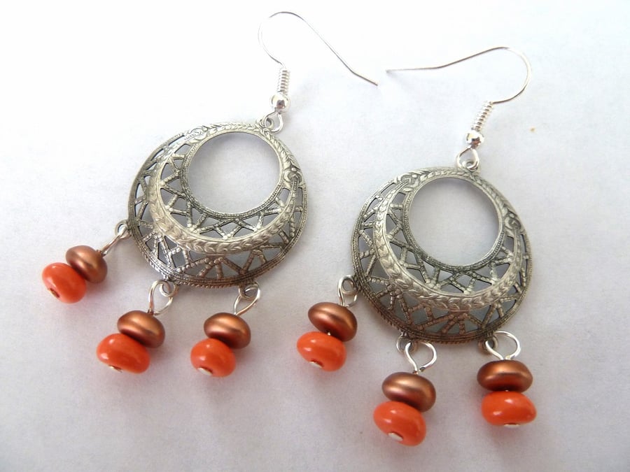 coral drop earrings