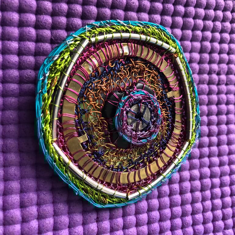 Pentagon Circle Square Brooch  - sustainable jewellery  