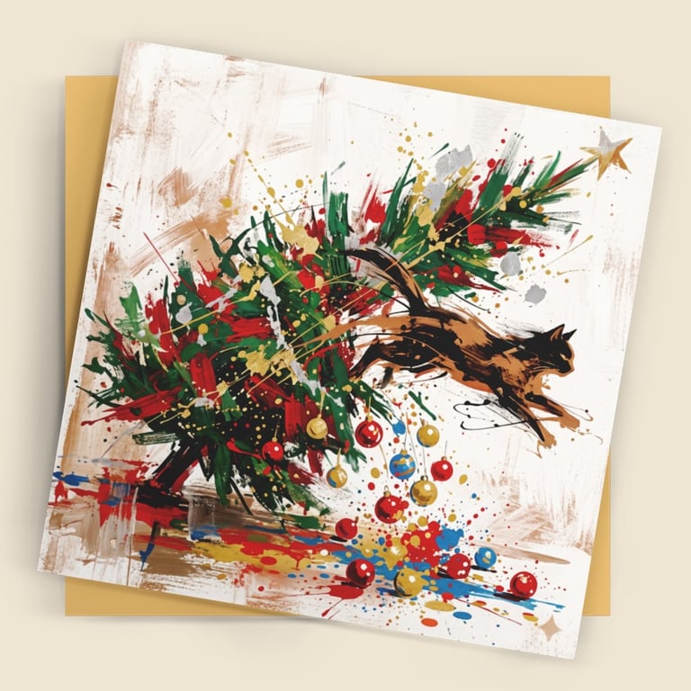 Christmas Cat & Tree – Premium Festive Greeting Card