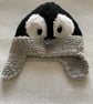 Penquin ear flap hat and mittens set - Image 2