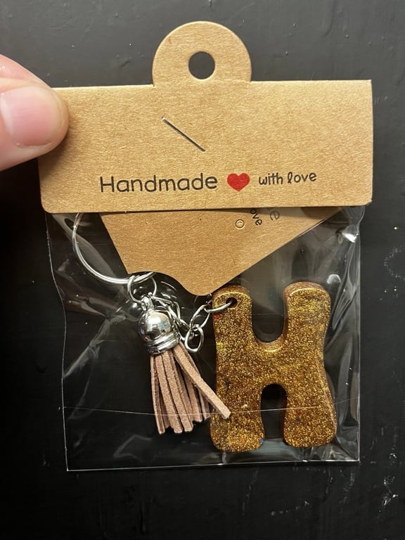 Resin Initial Keyring - H