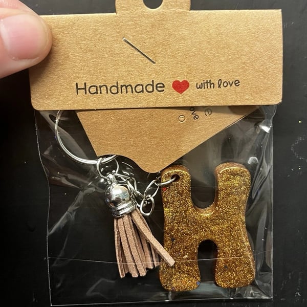 Resin Initial Keyring - H