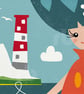 Look The Needles, woman with lighthouse, Giclee print,  - Image 4