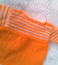 Hand Knitted Tangerine Dress with White Heart Decoration, Baby Girl's Dress - Image 6