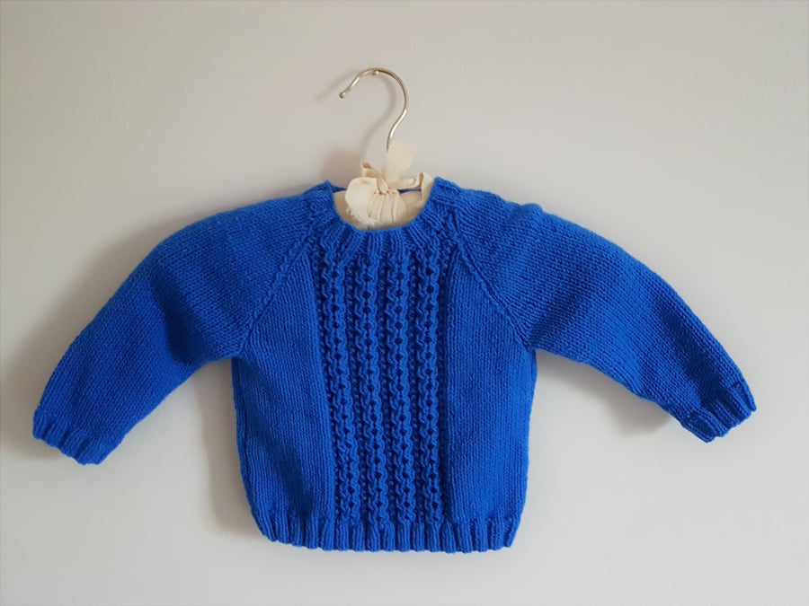 Boys Hand Knitted Blue Jumper 1-2 years