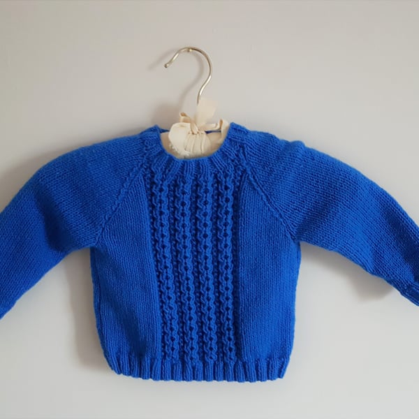 Boys Hand Knitted Blue Jumper 1-2 years