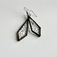 Textured stained glass statement dangle earrings, Frost earrings for Her