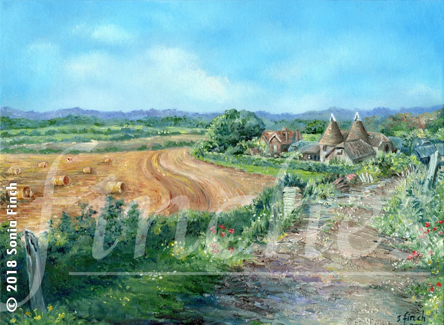 An Oast House Farm in Haysden, Tonbridge - Limited Edition Giclée Print