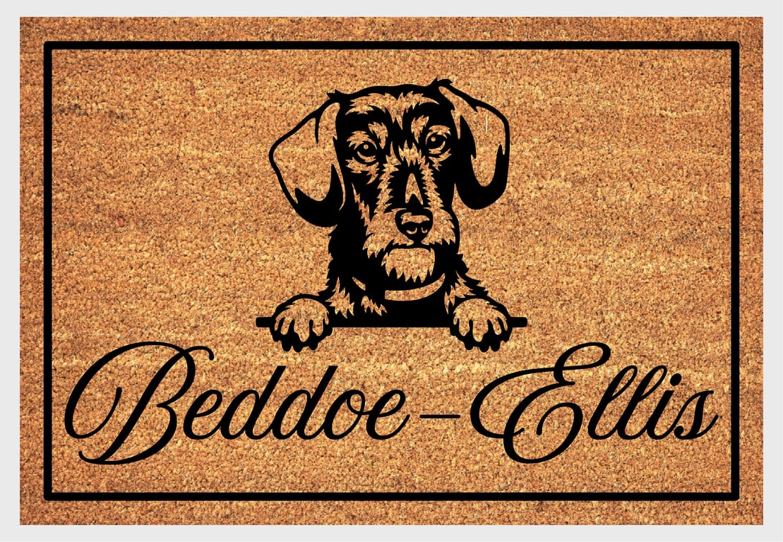 Dachshund Door Mat - Personalised Wire Haired Dachshund Welcome Mat - 3 Sizes