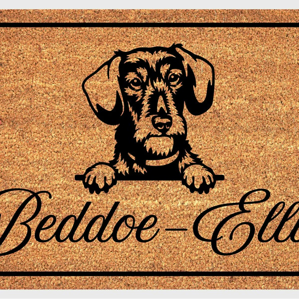 Dachshund Door Mat - Personalised Wire Haired Dachshund Welcome Mat - 3 Sizes