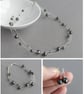 Long Dark Grey Drop Earrings - Black Pearl & Sterling Silver Bar Dangle Earrings - Image 4