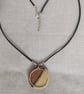 Upcycled Round Wood Pendant & Swinging Steel Ring Wood Jewellery