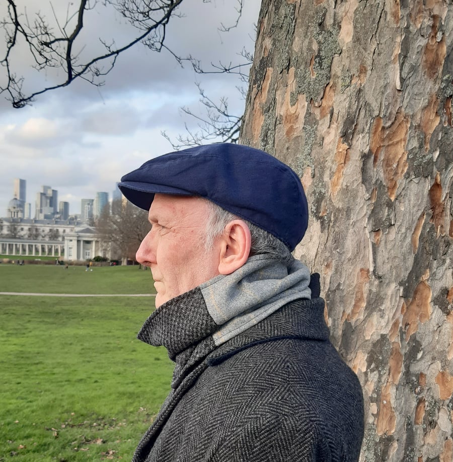 Grey tweed snood, Infinity scarf, Patchwork neckwarmer