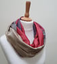 Sari silk and tweed double sided infinity scarf - snood. Shades of peach, turquo - Image 2