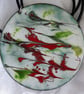 pendant on thong - scrolled green and red on white - Image 1
