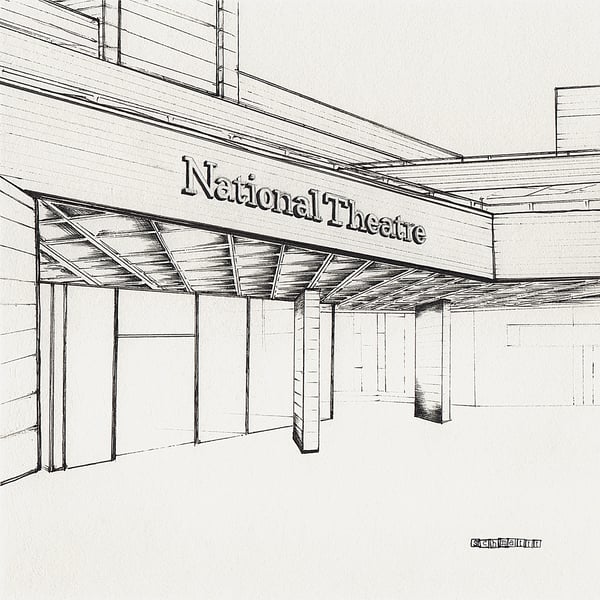 National Theatre limited giclee print from original pen drawing