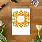 Easter Greetings Card – Daffodil Wreath Spring Floral Design