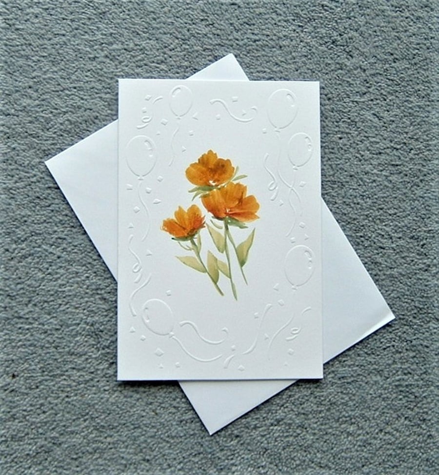 hand painted and embossed greetings card ( ref FA 226 L10 )