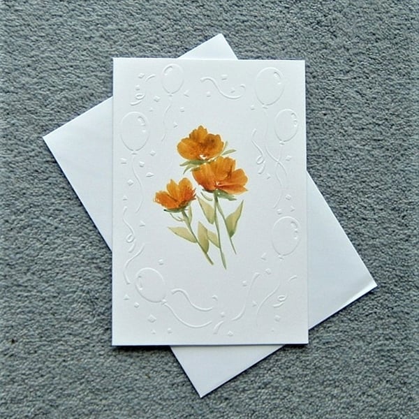 hand painted and embossed greetings card ( ref FA 226 L10 )