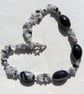 SALE Black Agate & Quartz Gemstone Chunky Statement Necklace "Black Rumba" - Image 3