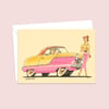 Fabulous Fifties Greeting Card - Hand Drawn Retro Artwork - Neapolitan Ice Cream