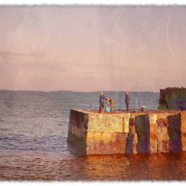 Print Mevagissey Fishing by the Lighthouse, Cornwall Picture A Digital Art Print