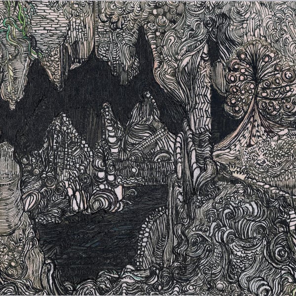 The Grotto, Ink drawing on paper, available framed or unframed
