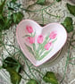 Pink Tulip hand-painted floral ring dish 