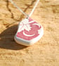 Sea pottery pendant with moons and leaf - Image 3