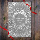 Grey Bow Personalised Christmas Tea Towel - 100% cotton Kitchen Gift