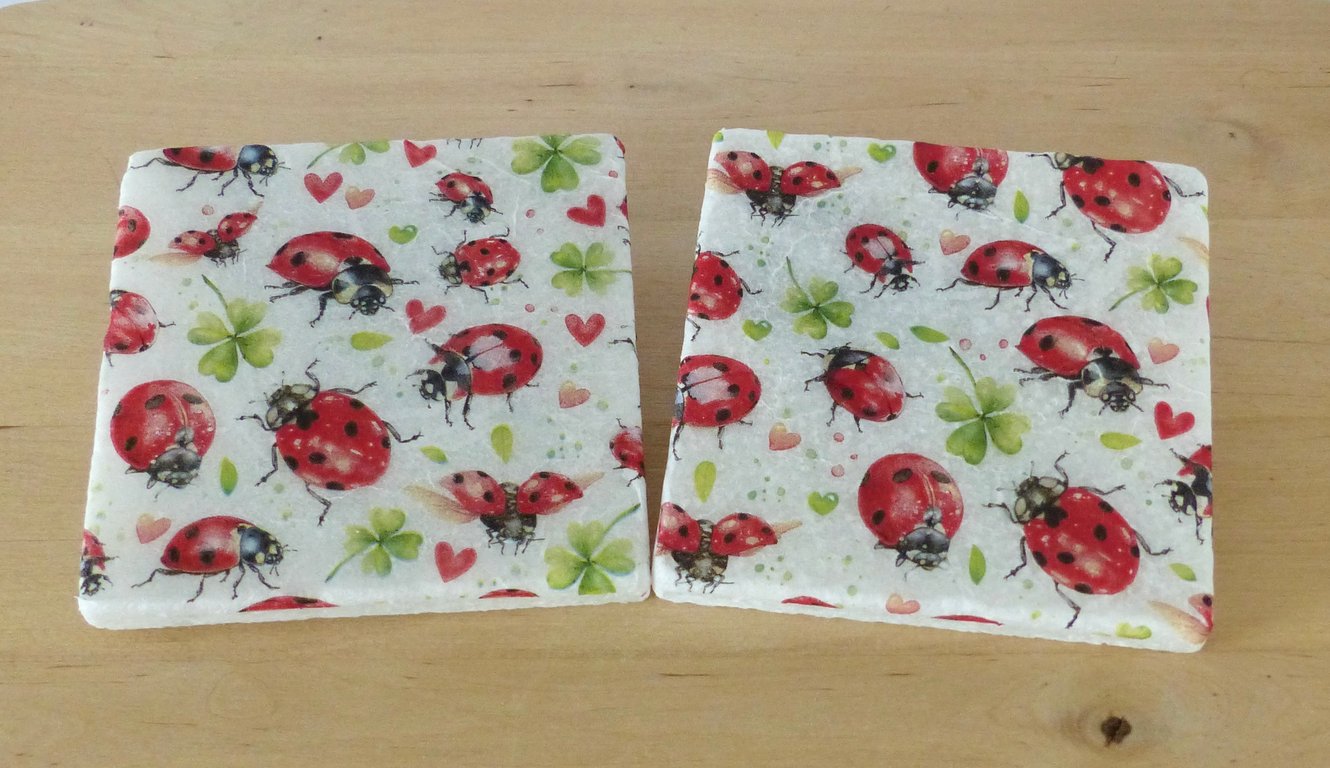 Marble 'Ladybird' Coasters