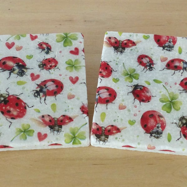 Marble 'Ladybird' Coasters