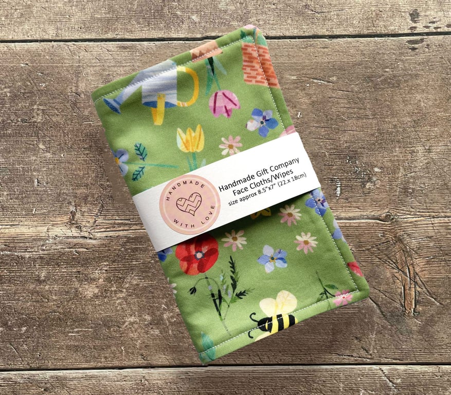 Handmade 2 Pk Face Wipes, Face Cloths, Face Flannels, Eco-Friendly Wipes-FCW44