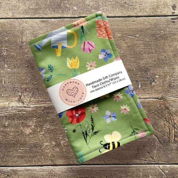 Handmade 2 Pk Face Wipes, Face Cloths, Face Flannels, Eco-Friendly Wipes-FCW44