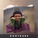 Purple, Green Contours Cowl. Merino Snood. Gift for map lovers. Lake District 