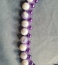 Handmade, Heavily Beaded Chunky Style Necklace Purple & white - Image 3