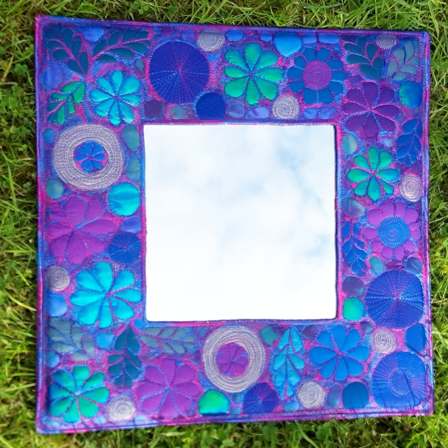 Free Machine Embroidery Framed Mirror