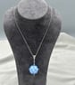blue and ivory bumpy lampwork glass pendant  - Image 6