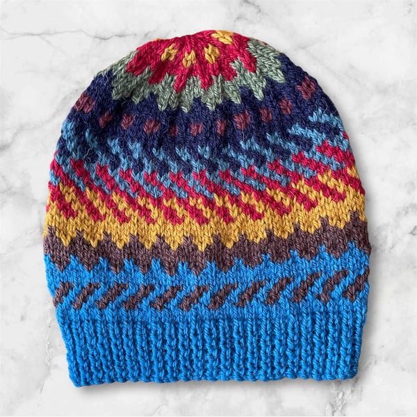 Wool hat hand knitted (code 4)