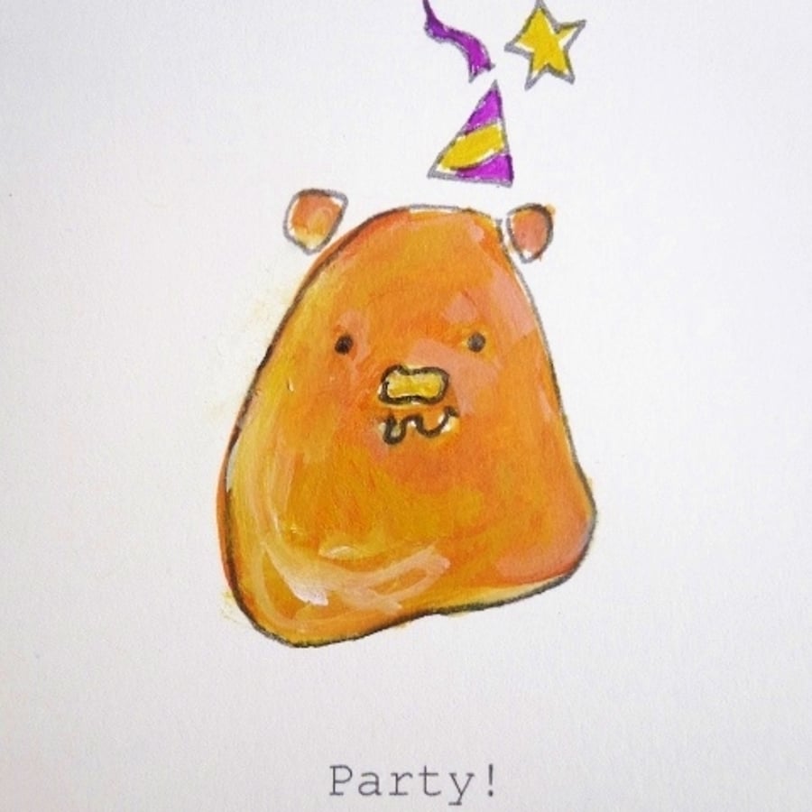 Hand painted card Birthday invitiaton, Recycled card, eco-friendly