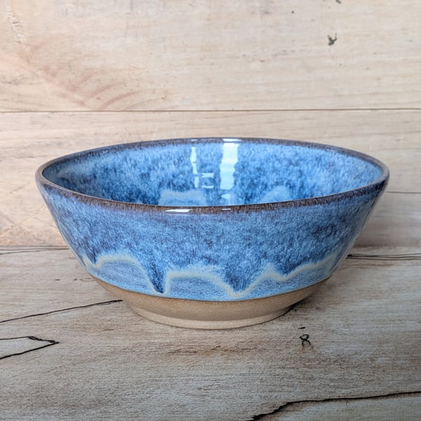 Wavy pale blue medium to large toasted bowl