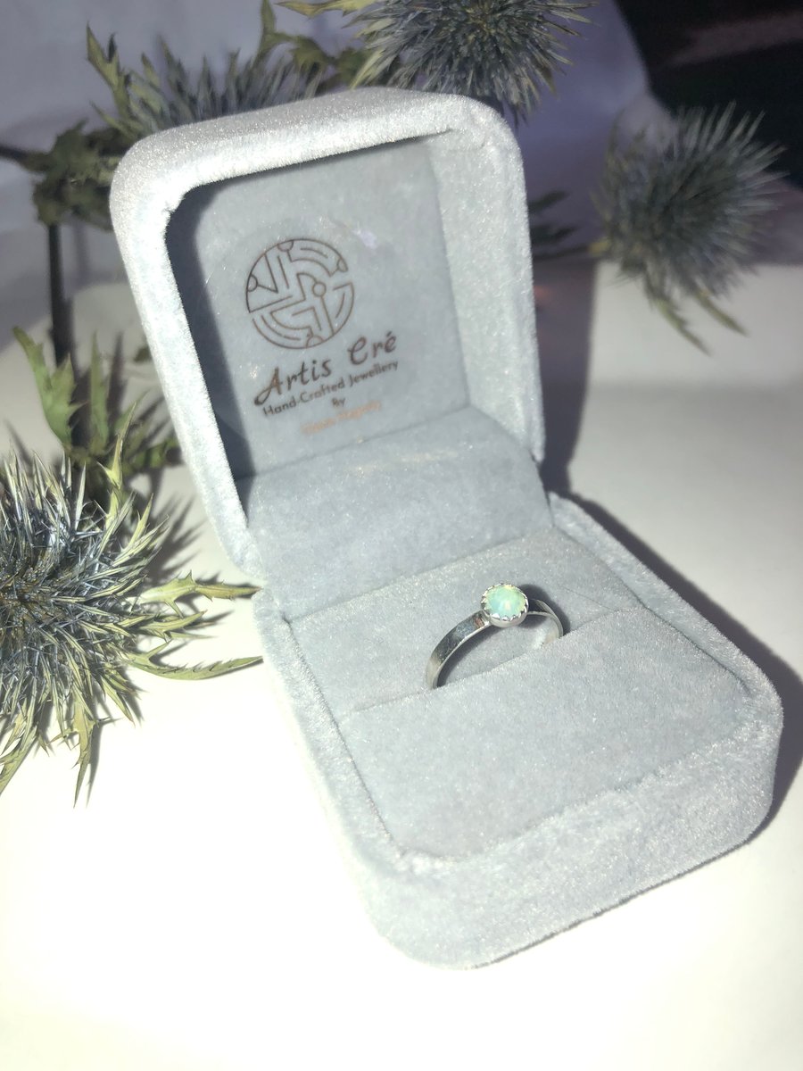 The Anna Ring Chrysolite Opal Swarovski Sterling Silver Ring uk size L