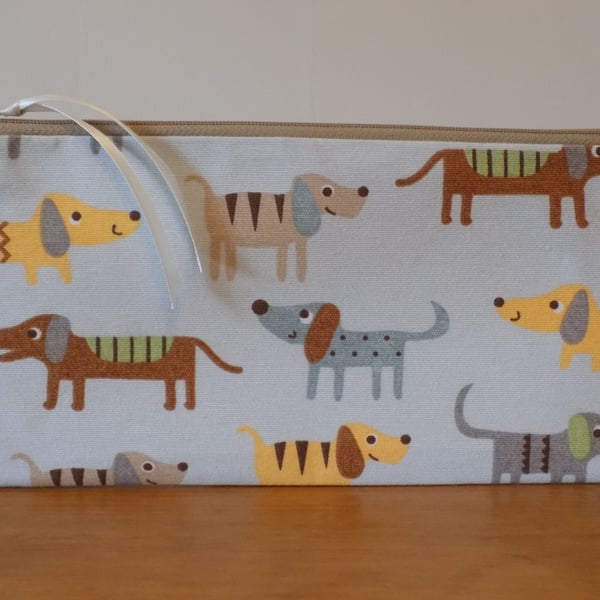 'Sausage Dog' Fabric Pencil Case Animal Make Up Cosmetics Bag