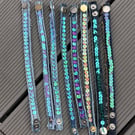 Boho Denim sequin  bracelet cuff 