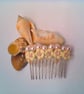 White Flower Hair Comb with Pale Pink Pearls, Beaded Hair Comb, Gift for Her - Image 2