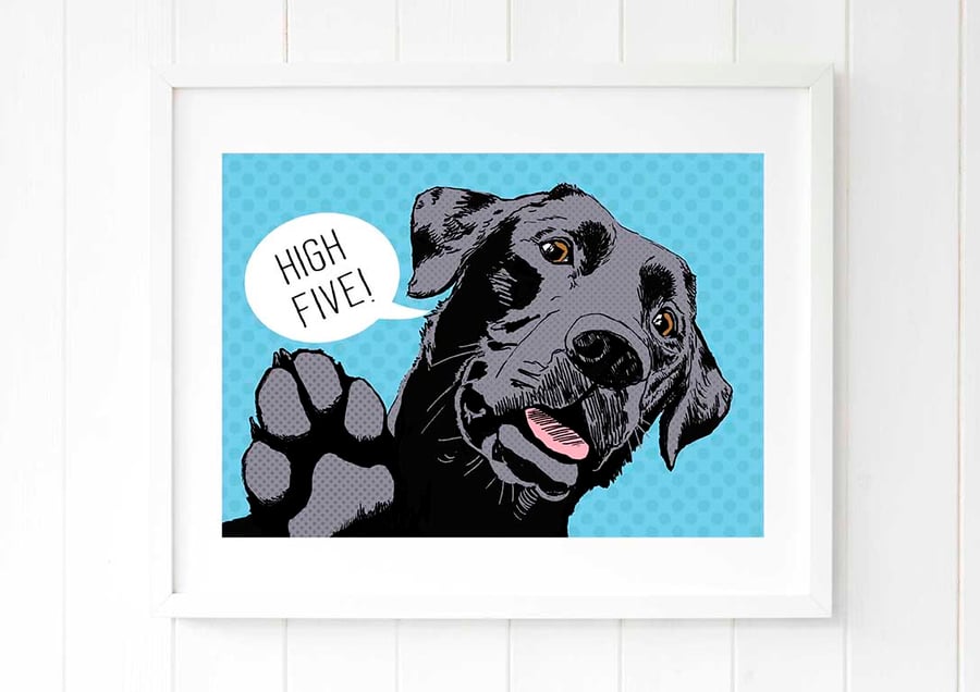 Black Labrador birthday gift idea - Dog pop art - British pop art UK