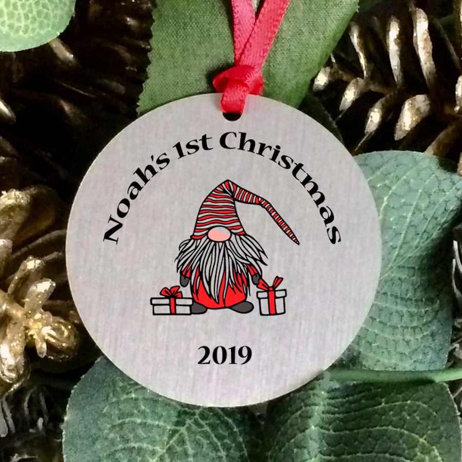 Boys First Christmas tree ornament, personalised keepsake gift. H26