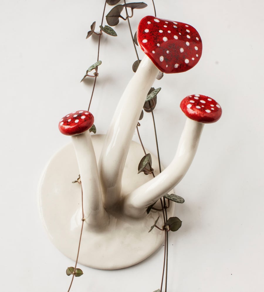 Mushroom Hangers Lightweight Red and White Hook Decorations