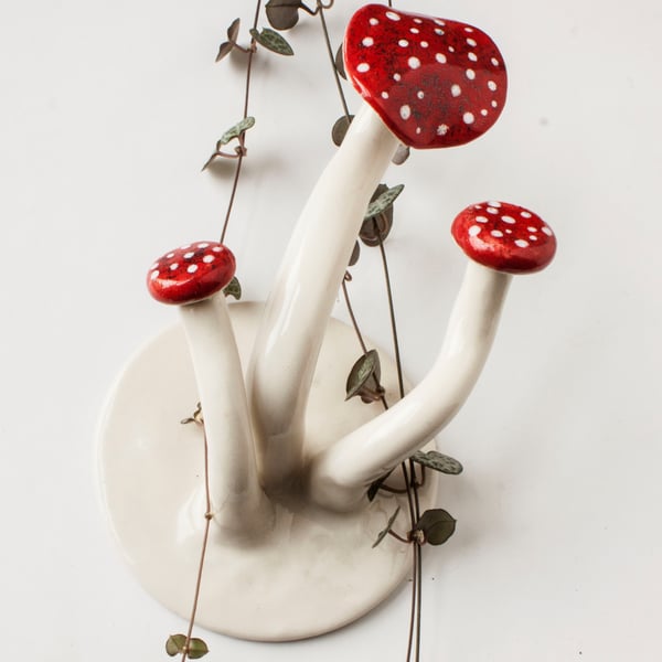 Mushroom Hangers - Lightweight Red and White Hook Decorations